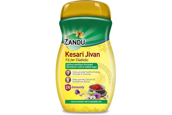 ZANDU KESARI JIVAN Fit for Diabetic, Ayurvedic Immunity Booster for Adults and Elders, Builds Energy, Strength & Stamina, Strengthens Bones, Enriched Revitalizer, Sugarfree, Green, 900 g