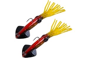 Matymats 2Pcs/5Pcs/15Pcs Soft Plastic Lures, Squid Lures, Sand Eel Fishing Lures, Fishing Jig Head Hooks, Bass Trout Walleye Salmon Lures, Soft Fishing Lures Kits for Freshwater Saltwater