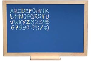 ALAPIZARRA Pizarra infantil marco madera natural de pino con amplia bandeja. Azul para tizas y rotuladores efecto tiza. Ideal para la decoración en habitación de niños, hogar, casa, cocinas (80 x 60 Cm)