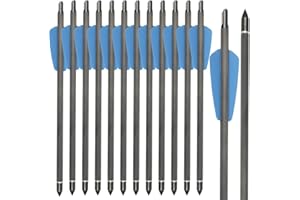 WANVZMR WANVZME 12 Stück 7,5" Carbon Armbrust Bolzen Pfeile für Mini Armbrust Jagd und Zielpraxis,15" Armbrustbolzen Armbrustpfeile mit 2" Flügel schraubel Ersatz Pfeilspitze Spitze