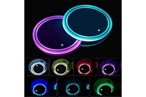 IHMEIJU 2pcs LED Car Coasters, LED Cup Holder Lights with 7 Colors Luminescent Cup Pad, USB Charging Cup Mat for Drink Coaster Accessories Interior Decoration Atmosphere Light.