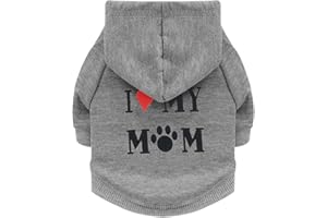 Izefia Sweat à Capuche pour Chien Vêtements pour Chien J'aime Ma Mère Cardigan Hiver Sweatshirt Chaud Coton Chien à Capuche pour Petit Chien Chat