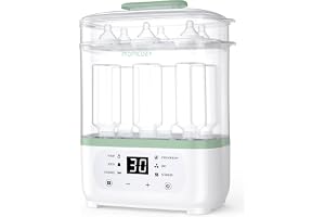Momcozy Elektrisk Ångsterilisator för Nappflaskor - 3-i-1 Steriliserar, Torkar & Värmer, Dödar 99,9% av Bakterier, Kapacitet