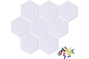 Uoisaiko Felt Hexagon Bulletin Board with 20 Pins, Pack of 8 Self Adhesive Notice Boards for Home Office Kitchen, DIY Pin Board Wall Tiles for Photos Memos