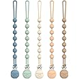 Cuddle Campus Pacifier Clip,Pack of 5 Pacifier Holder Clip with One Piece Design,Soft Flexible Silicone Baby Pacifier Holder with Texture for Boy and Girl