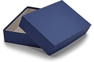 ‎NEUSER PAPIER Hochwertige Aufbewahrungs- und Geschenkboxen - 1 Stück - DIN A4 - Dunkelblau (Blau) bezogen - 302 x 213 x 70 mm