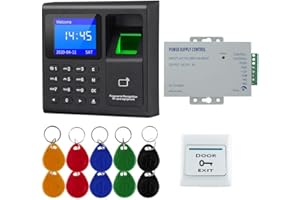 FTSTech Kit de Système de Contrôle d'Accès de Porte RFID d'Empreintes Digitales de mot de Passe de Carte,Clavier de Sécurité à Domicile,Bouton de Sortie,10 Porte-clés (without Lock)