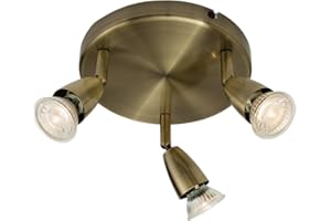 NATIONAL LIGHTING Amalfi 3 Way Decorative Antique Brass GU10 LED Compatible Round Adjustable Ceiling Spotlight