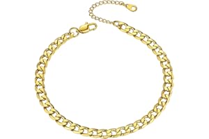 GOLDCHIC JEWELRY Ankle Bracelets for Women Girls, Stainless Steel Anklet Chains, Adjustable Figaro/Wheat/Marine/Twist Rope/Cuban Gold Anklets, Custom Foot Chain for Summer Sandals Barefoot Jewellery