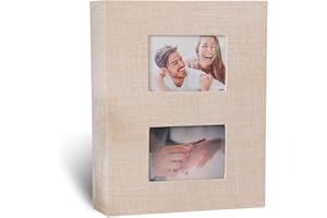YQSIBTH Photo Albums, 6x4 50 Pages 200 Photos Linen Photo Album, Slip In Photo Album Large Capacity Pictures Book Perfect Gifts for Family Anniversary Wedding Memo Slot Children Holiday Album