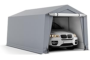 COSTWAY Tente Garage Carport Portable en Acier 290 x 490 cm, Abri Voiture Étanche Grand Auvent avec Portes, Poutres Triangulaires, Toutes Saisons pour SUV, Bateau, Cargaison