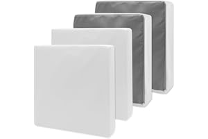 Heavyoff Housse de Coussin de siège de Patio, Housses de Coussin d'extérieur imperméables pour Meubles de Patio, trancheuses de siège antidérapantes pour Jardin 4 Pièces, Blanc, 45x45x10cm