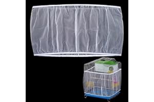 Chihutown Bird Cage Seed Catcher Skirt, Bird Cage Mesh Net Cover, Parakeet Cage Skirt, Bird Cage Cover Seed Catcher for Round Square Cages (white)