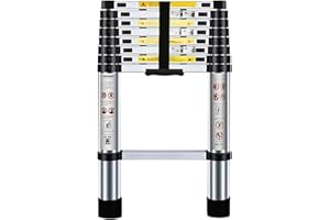 Nestling Teleskopleiter 2,6m, Leiter Ausziehbar, Tragbare rutschfeste, Mehrstufiger Sicherheitsschalter, Max Belastung 150 kg