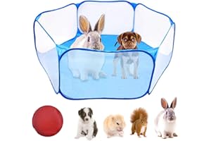 WEONE Gabbie per Piccoli Animali, Recinzione Portatile per Esercizi di Animali Domestici Esterni e Interni, Trasparente Recinto per Cuccioli, Gatti, Porcellini d'India, Conigli, Cincillà e Ricci (Blu)