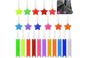 SCHYIDA 22 PCS Pendentif Réfléchissant, Réflecteur de Sécurité Enfants, Étoile Porte-Clés Réflecteur, Pendentif Réfléchissant de Nuit pour Cartable, Sac à Dos, Cyclisme, Marche, Course à Pied