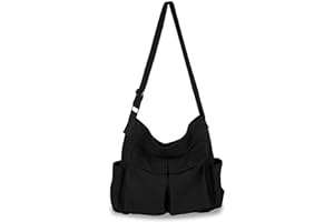 BROADREAM Torba kurierska z lnu o dużej pojemności – płócienna torba listonoszka vintage, hobo Crossbody Bag z wieloma kieszeniami dla mężczyzn i kobiet, do pracy, szkoły, na zakupy, na co dzień