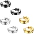 ZENGSING 12 Paar Herren Ohrringe Edelstahl - Silber & Schwarz 8mm - Hypoallergen Ohrstecker Set