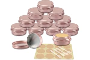 YANCAER 24 Stück 10ml - D35mm x H17mm Matt Rosa Aluminium Leer Döschen mit Schraubdeckel Runde Reise Blechdose Cremedose Tiegel Aludose für DIY Kerze, Creme, Kosmetik