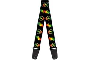 buckle-down tracolla per chitarra 34-60" Steal Your Face w/Lightning Bolt Repeat Black/Rasta