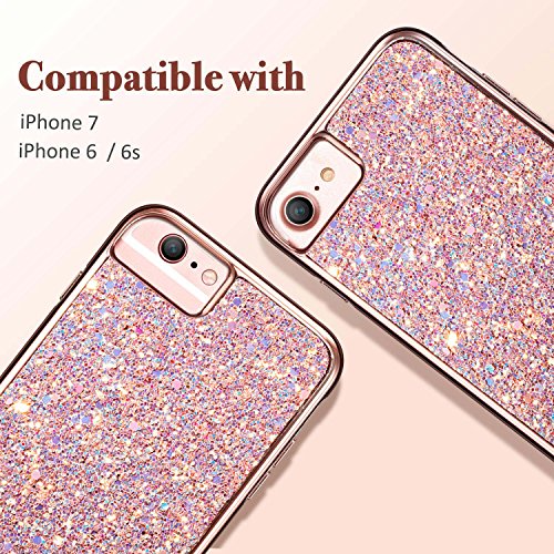 ESR Funda iPhone 7  iPhone 6   6S ESR C  rcasa Lujosa Brilla  Protecci  n a Pantalla y C  mara   Pl  stico Duro Exterior   TPU Blanda Interior para Apple iPhone 7  iPhone 6   6S de 4 7  - Oro Rosa