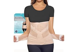 MAMODY 3 in 1 Postpartum Gürtel für Damen, Bauchgurt Nach Geburt, Rückbildungsgürtel Nach Geburt, Bauchgurt Nach Op, Postpartum Belly Wrap, Bauchbandage (Beige, XL)