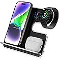 XVersion 3 in 1 Slim Wireless Fast Induction Charger Station, 15W Qi Multi-Device Charger Stand Stations for Apple iPhone 15/14/13/12/Air pods/iWatch 1 Year Manufacturer Warranty - Black