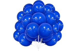 YOYOIN Ballons Bleus, Paquet de 30 Ballons Bleus Foncé en Latex 12 pouces 30,5 cm Ballon avec Weiss Ruban pour Garçons Geburtstags Fête des Jungen Abschluss Anniversaire Baptême Baby Shower Décorations Fête