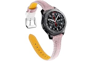 Aliwisdom Correa de Reloj Cuero 20mm 22mm para Reloj inteligente, Universal de pulsera de Repuesto de Piel Smartwatch de liberación rápida para Mujer (22 mm, Rosa + Plata)