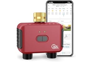 GIEXSMART GIEX ZIGBEE 2-ZONEN Bewässerungstimer, intelligenter Gartenbewässerungsregler für Schläuche, kompatibel mit TUYA APP und Smart Life