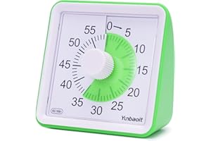 Yunbaoit - Timer analogico visivo, Conto alla rovescia, Silenzioso, Strumento di Gestione del Tempo per Bambini e Adulti (Verde)