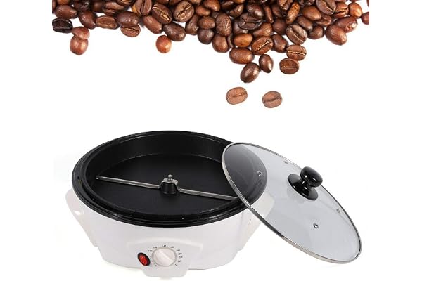 1200W Kafferoster Multifunktionell Antihållningsbelagd Panna Temperaturkontrollerad Elektrisk Kafferoster Maximal rosttid 35 minuter Lämplig för kaféer, familjer, klubbar, kaffeälskare