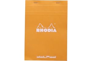 RHODIA 16558C – Notatnik zszywany dotPad N°16 Pomarańczowy – A5 14,8 x 21 cm – w kropki (Dot) – 80 kartek z możliwością wyrwania – papier Clairefontaine biały 80 g/m² – miękka powlekana okładka