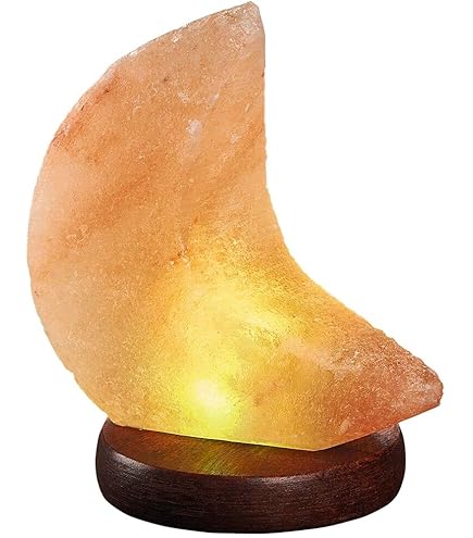 HIMALAYA SALT DREAMS Verlichte zoutkristal USB piramide met houten sokkel, kristalzout uit Punjab/Pakistan, oranje, ca. 7 x 7 x 11 cm, 2 eenheden