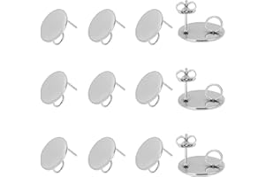 UNICRAFTALE Alrededor de 30 Pieza de Aretes Redondos Planos Pendientes de Acero Inoxidable con Bucle Y Tuercas Pendientes de 0.7 mm para Hacer Joyas Color Acero Inoxidable