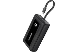 Anker Zolo Power Bank, 20,000mAh 30W High-Speed Portable Charger with Built-In USB-C Cable, Battery Pack For iPhone 17/17 Air/17 Pro/17 Pro Max/16 Series, Galaxy, and More (Black, 20000 mAh)