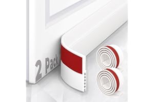 HIZH 2 Pack Door Draft Stopper,Draught Excluder,Self Adhesive Rubber Under Door Seal Strip,Soundproof Weather Stripping,Cold Air & Noise Blocker,White,1.8" W x 39" L