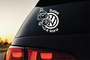 STICK CRÉA Sticker autocollant Bébé à bord (Blanc)