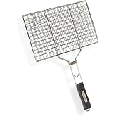 Amig - Fireplus Barbecue Grill - Double Metal Grill for Roasting - Stainless Steel - With Non-Slip Rubber Handle- With Safety