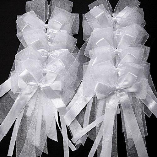 10 Luxus Antennenschleifen Autoschleifen Autoschmuck Kirchenschleife Tischschleife Organza Hochzeit Deko - 2