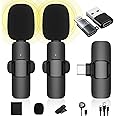 Wireless Lavalier Microphone Compatible with iPhone/iPad/Android Phone/Laptop, IUMAKEVP Plug-Play Lapel Clip-On Mic with Noise Reduction for Video Recording/Live Steam/Interview/TikTok/YouTube(2 Mics)