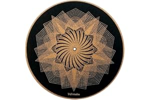 TAZstudio Cork Turntable Mat for Better Sound Support on Vinyl LP Record Player - Original Geometric Design- Dark light Cork slipmat [3mm Thickness]- m5