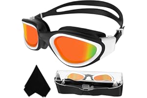 Winline Lunettes de natation à verres polarisés, Anti buée Anti UV Étanches Vision nette Réglage facile Pont souple, pour Hommes Femmes Adultes Adolescents
