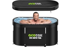 acetek 380L große ovale Eisbad Tonne für Athleten, mehrschichtige tragbare kalte Eisbad Badewann im Freien für Erholung, kalte Ice Bath tub für Mobile Eisbäder 115cm für für Outdoor den Innen