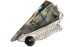 Green Cross Toad Healing Gemstone Crystal Point Pendulum - Divination, Dowsing, Scrying (Labradorite)