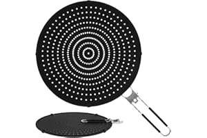 Jetcloud Silicone Splatter Screen 32cm Multipurpose Cooking Splatter Cover with Foldable Handle Heat Resistant Pan Cover Guard Draining Board Cooling Mat