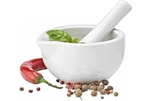 Glamza Mini-Stößel und Mörser Set – Kleiner und kompakter 7 cm Mörser und Stößel Küchenwerkzeug zum einfachen Mahlen von Gewürzen und Kräutern – aus traditionellem Porzellan