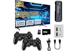 ZIKYNN M8 Retro Game Console with 2 Wireless Controllers, 64GB, Over 20,000 Classic Games, Ideal Gaming Gift for Boys and Adults