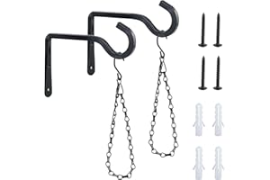 AMANDELIZABE 2er-Pack 14.5cm wandhaken für blumenampel,Pflanzenhalterung Blumenampelhalter,Hängepflanzenhalter aus Eisen zum Aufhängen von Pflanzen im Freien, Pflanzenwandhaken, Laternenhaken