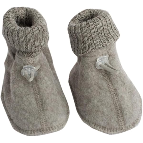 Joha Double Layer Merino Wool Baby Booties - Soft, Warm Fleece Slippers (Size 5-6, Charcoal)